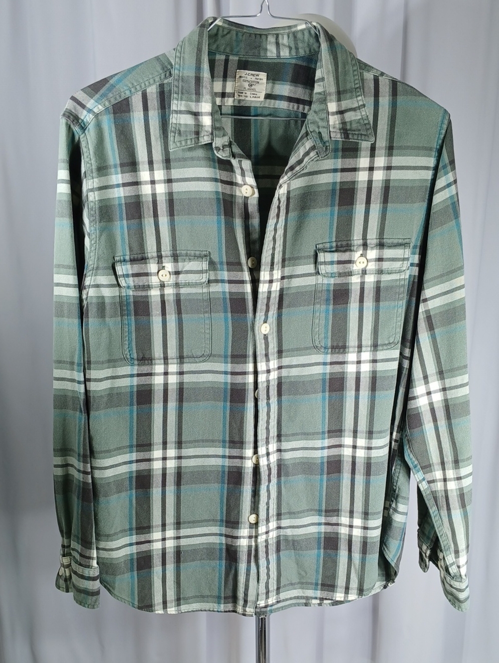 J. Crew Green and Blue Plaid Button-Down Shirt